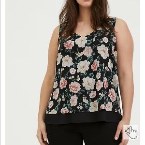 Torrid BLACK FLORAL CHIFFON DOUBLE LAYER TANK, brand new!